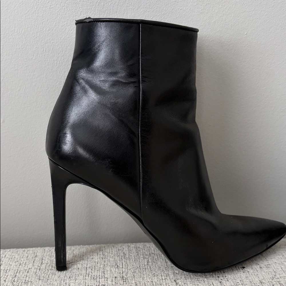 Nine West Black Leather Stiletto Ankle Boot